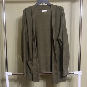 Everyday Exposed Seams Open Front Cardigan - Sonoma - Olive Green PXL